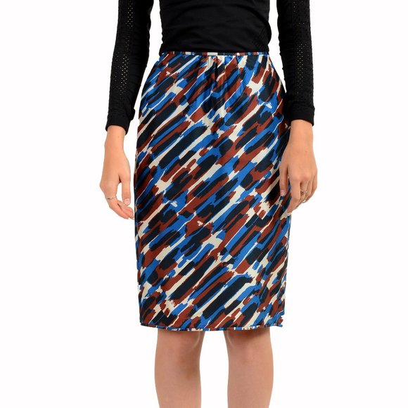 Dsquared2 Women's Multi-Color 100% Silk Straight Pencil Skirt US S IT 40